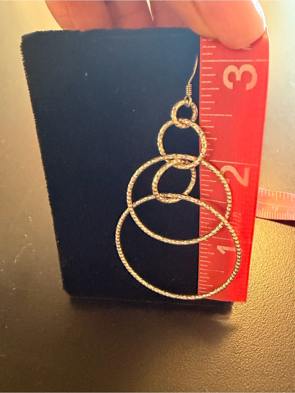 925 Sterling 3 inch Silver Textured Multi-Hoop Dangle Earrings for Women - Picture 5 of 5